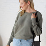 Bristol Boat Neck Dolman Sweater - Dark Sage