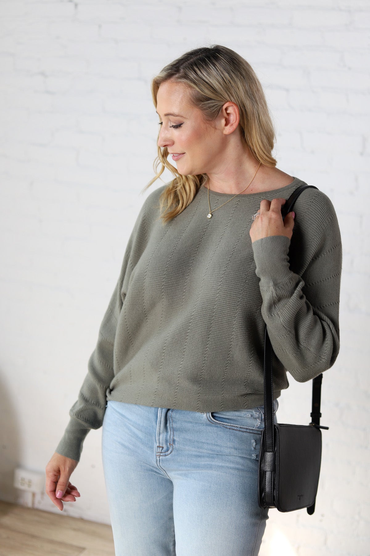 Bristol Boat Neck Dolman Sweater - Dark Sage