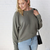 Bristol Boat Neck Dolman Sweater - Dark Sage