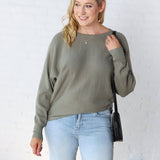 Bristol Boat Neck Dolman Sweater - Dark Sage