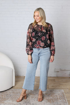 Bronte Sheer Floral Smocked Tie Blouse