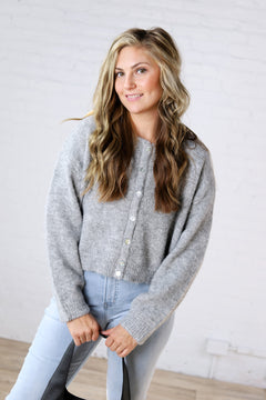 Bronwyn Button Up Cardigan - Heather Gray