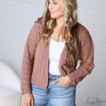 Brynlee Crochet Knit Cropped Cardigan - Mocha