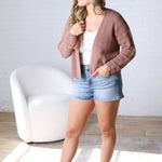 Brynlee Crochet Knit Cropped Cardigan - Mocha