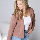 Brynlee Crochet Knit Cropped Cardigan - Mocha
