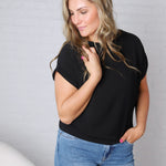 Brynley Rolled Sleeve Blouse - Black