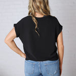 Brynley Rolled Sleeve Blouse - Black