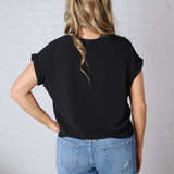 Brynley Rolled Sleeve Blouse - Black