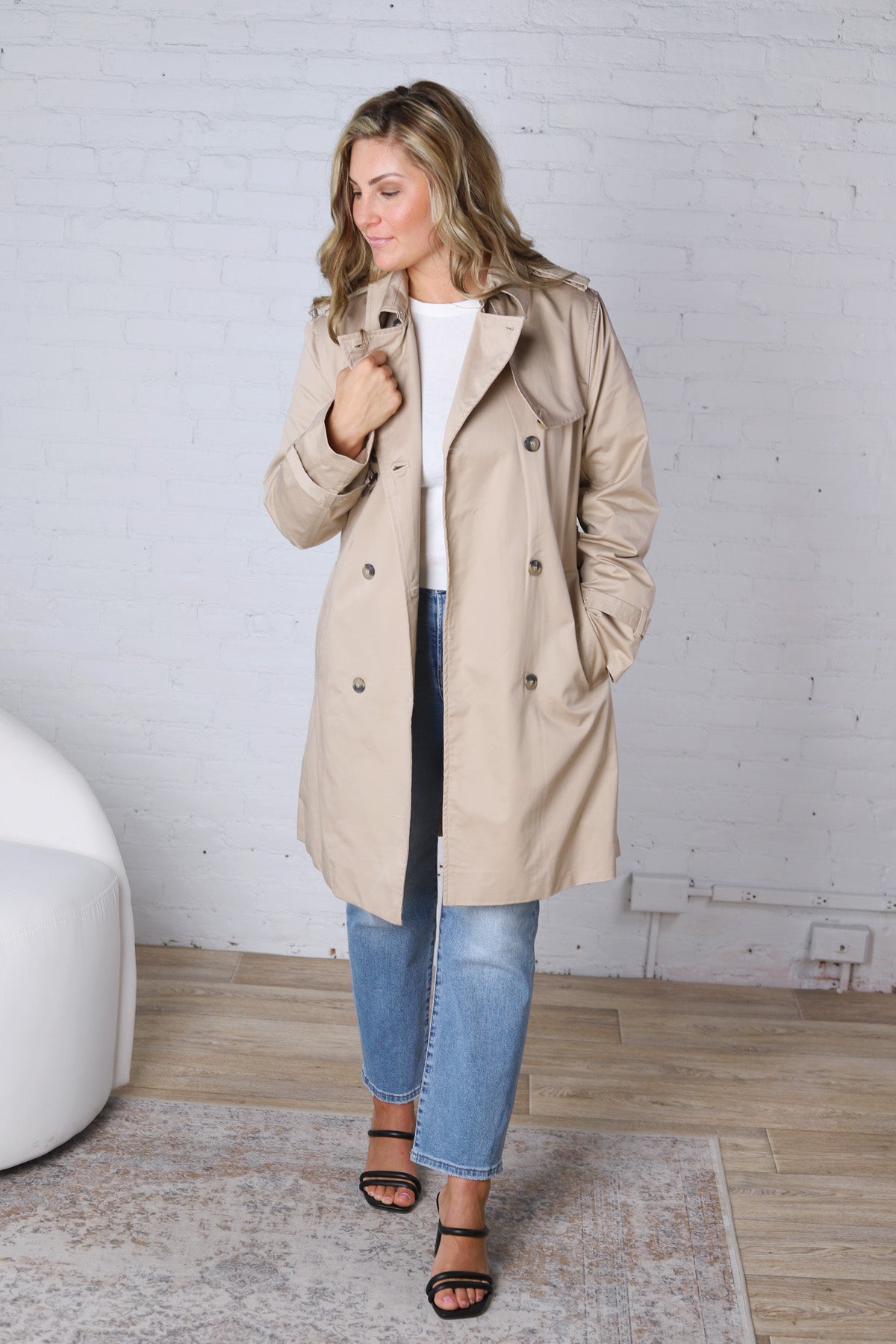Brynna Classic Belted Trench Coat - Sand