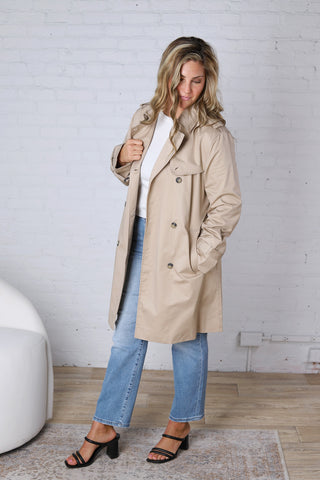 Brynna Classic Belted Trench Coat - Sand