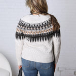 Cable Knit Fair Isle Sweater - Oatmeal