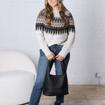 Cable Knit Fair Isle Sweater - Oatmeal FINAL SALE