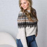 Cable Knit Fair Isle Sweater - Oatmeal FINAL SALE