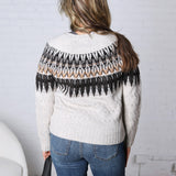 Cable Knit Fair Isle Sweater - Oatmeal FINAL SALE