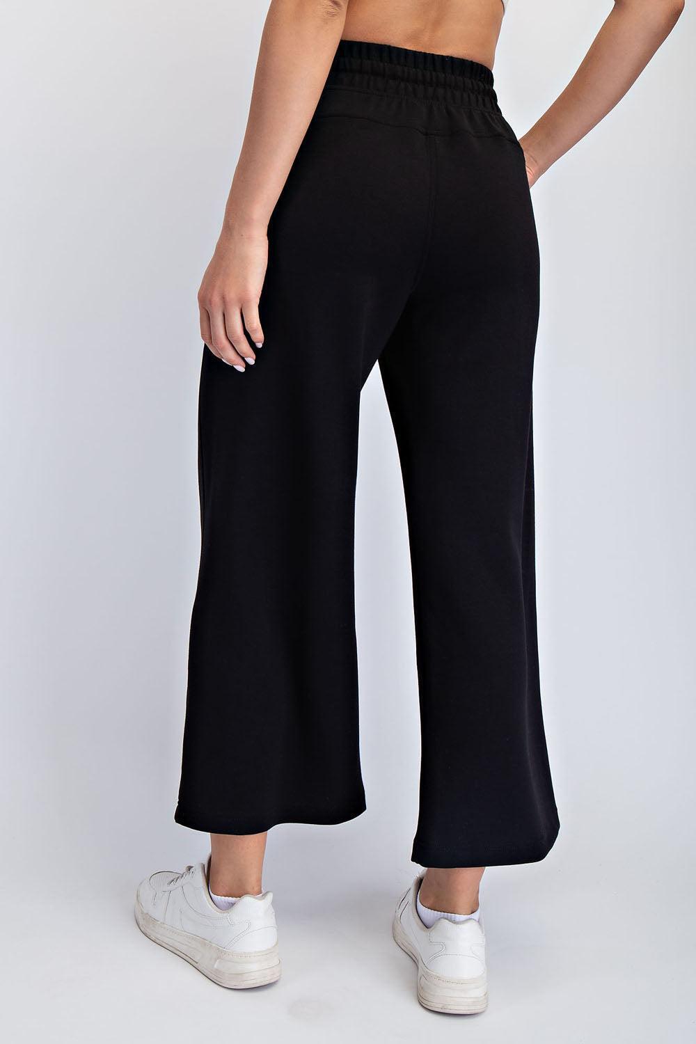 Cailyn Modal Cropped Wide Pants - Black