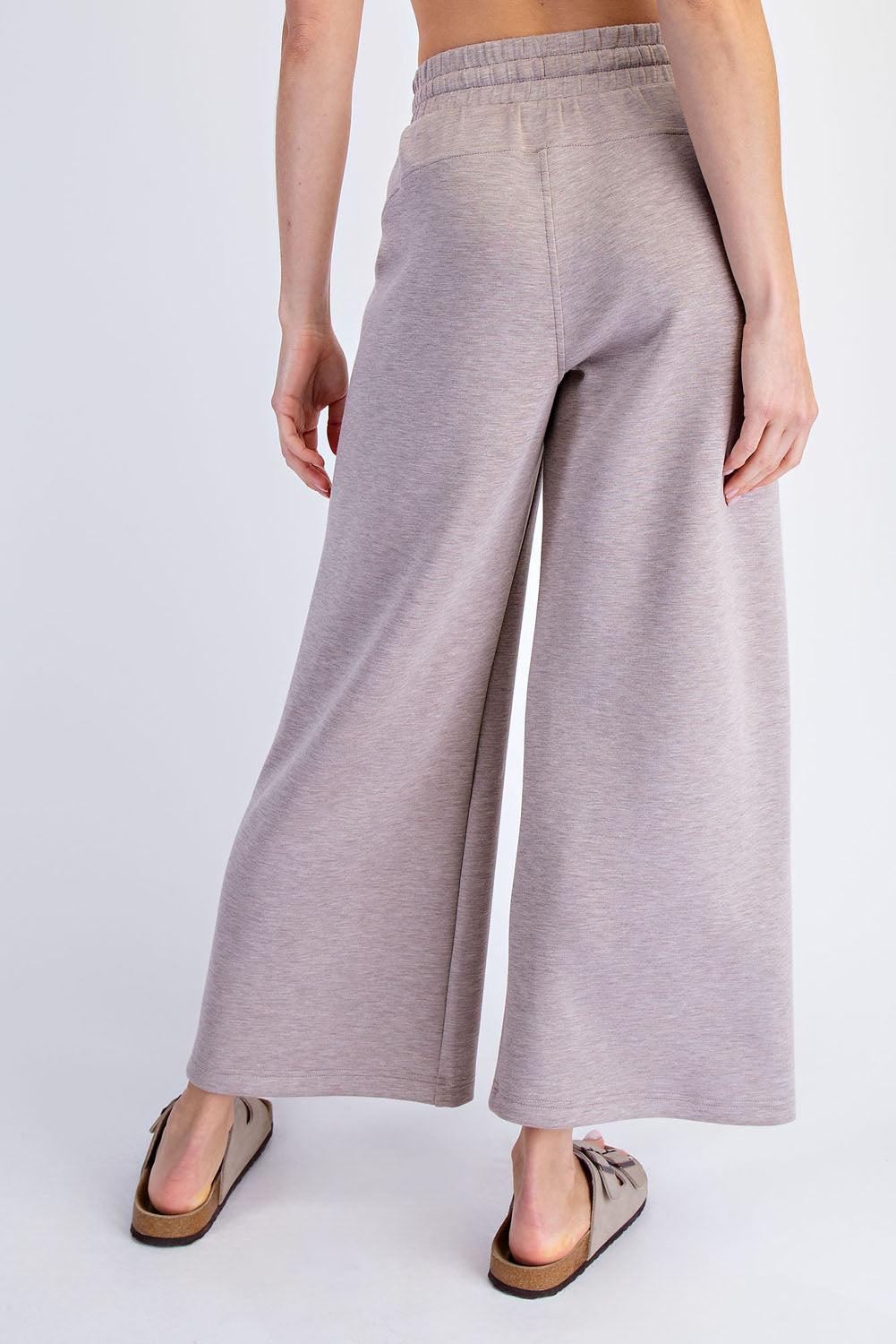 Cailyn Modal Cropped Wide Pants - Heather Taupe