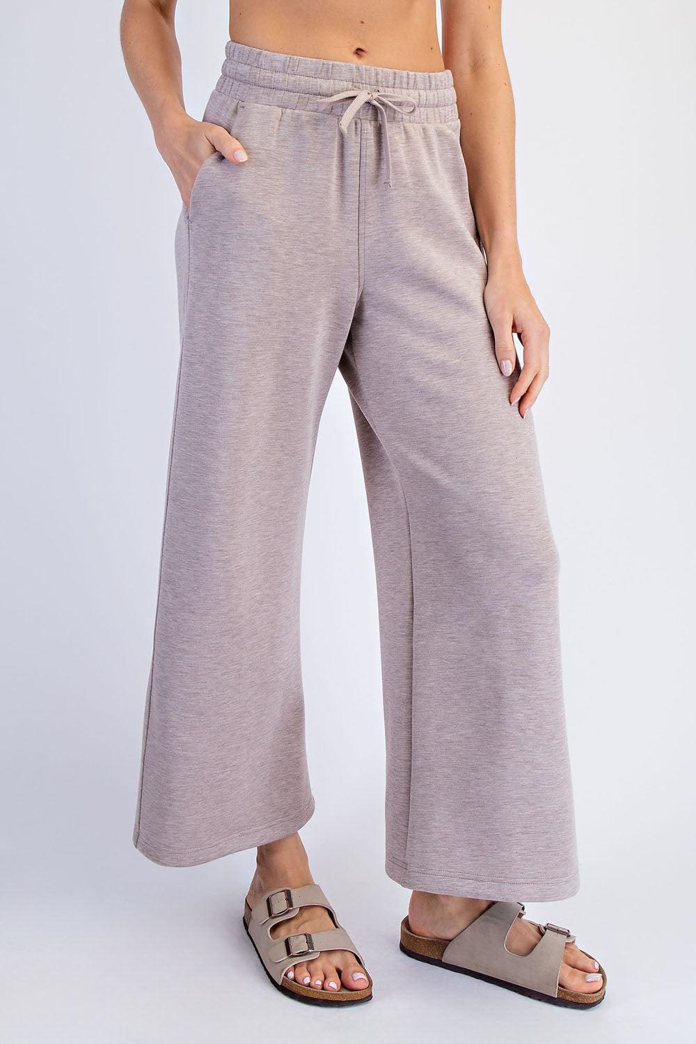 Cailyn Modal Cropped Wide Pants - Heather Taupe