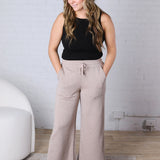 Cailyn Modal Luxe Cropped Wide Pants - Heather Taupe