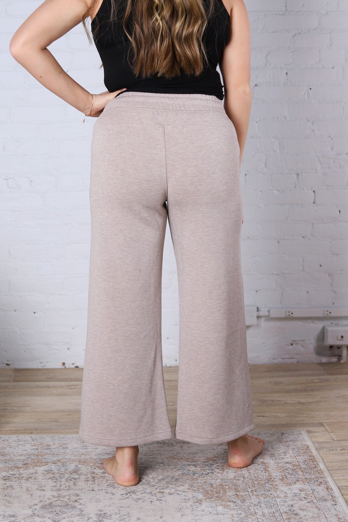 Cailyn Modal Luxe Cropped Wide Pants - Heather Taupe