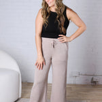 Cailyn Modal Luxe Cropped Wide Pants - Heather Taupe