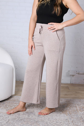 Cailyn Modal Luxe Cropped Wide Pants - Heather Taupe