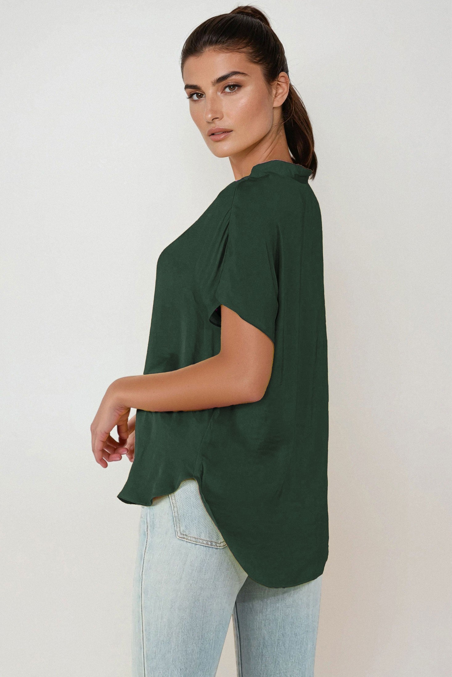 Cairy Drop Shoulder Blouse - Forest Green