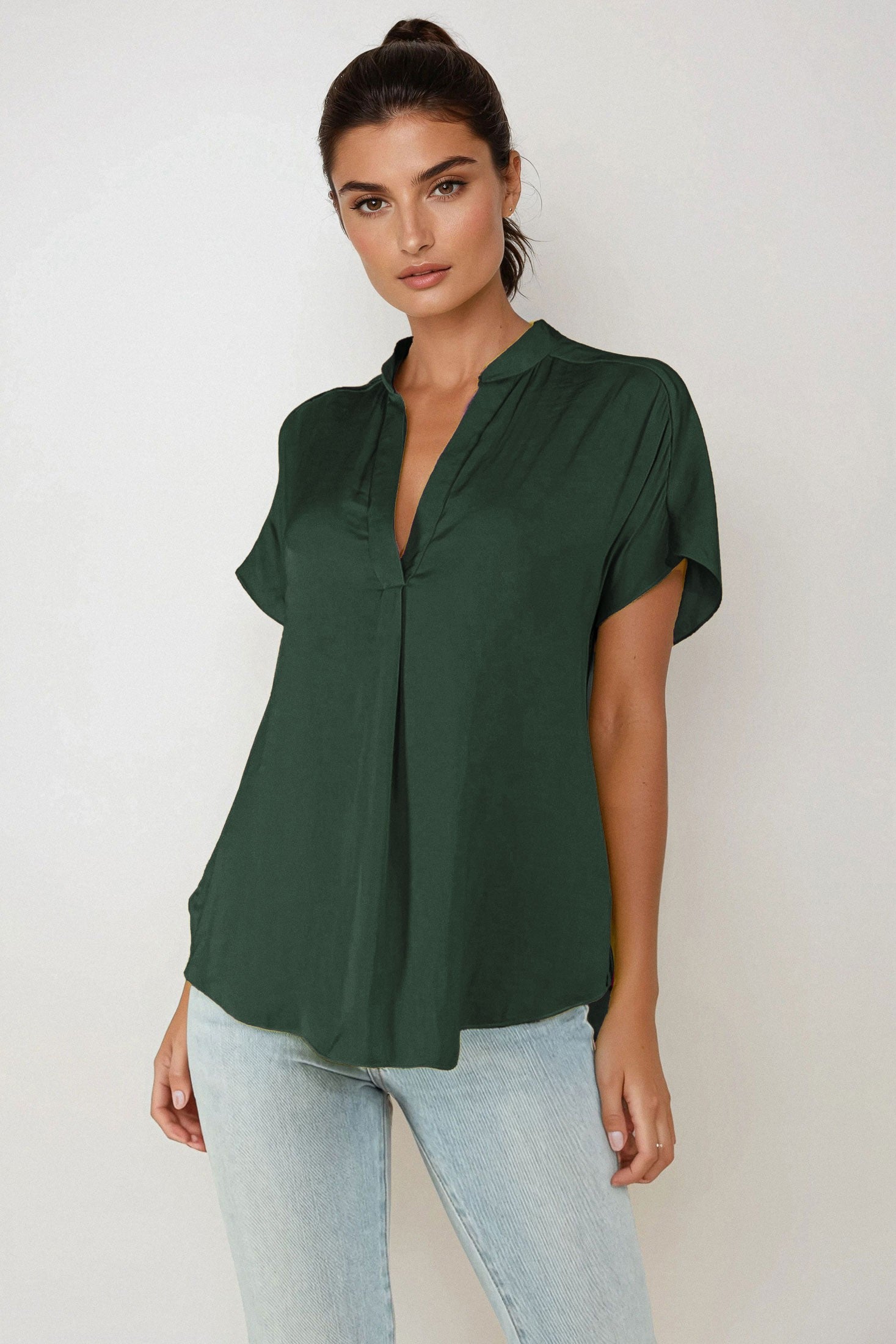 Cairy Drop Shoulder Blouse - Forest Green