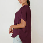 Cairy Drop Shoulder Blouse - Wine