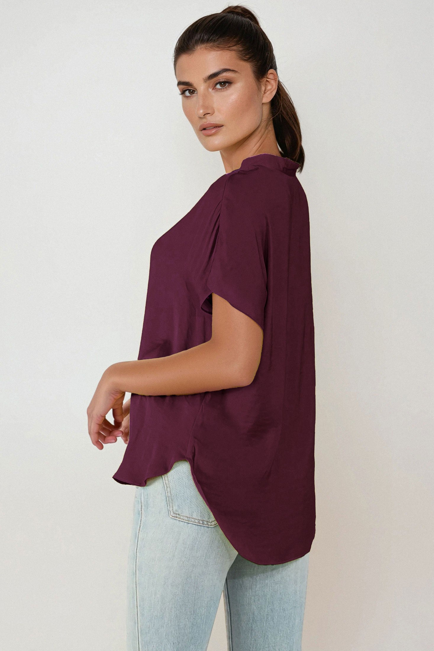 Cairy Drop Shoulder Blouse - Wine