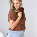 Cali Crochet Knit Sweater - Dark Brown