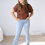 Cali Crochet Knit Sweater - Dark Brown