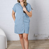 Calia Light Wash Denim Tencel Dress