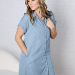 Calia Light Wash Denim Tencel Dress
