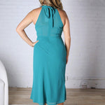 Caliah Mock Neck Chiffon Midi Dress - Teal