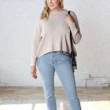 Calista Relaxed Knit Boxy Sweater - Warm Grey