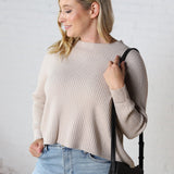 Calista Relaxed Knit Boxy Sweater - Warm Grey