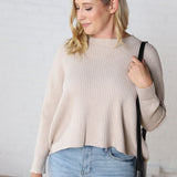 Calista Relaxed Knit Boxy Sweater - Warm Grey