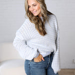 Callen Textured Two Tone Sweater - Lt. Blue