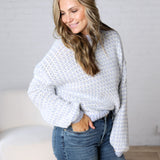 Callen Textured Two Tone Sweater - Lt. Blue