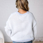 Callen Textured Two Tone Sweater - Lt. Blue