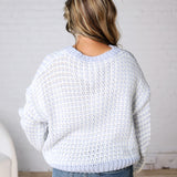 Callen Textured Two Tone Sweater - Lt. Blue