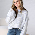 Callen Textured Two Tone Sweater - Lt. Blue