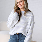 Callen Textured Two Tone Sweater - Lt. Blue