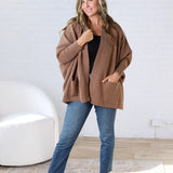 Callista Dolman Sleeve Open Cardigan - Mocha