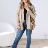 Callista Dolman Sleeve Open Cardigan - Taupe