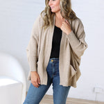 Callista Dolman Sleeve Open Cardigan - Taupe FINAL SALE