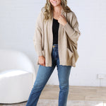 Callista Dolman Sleeve Open Cardigan - Taupe FINAL SALE