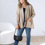 Callista Dolman Sleeve Open Cardigan - Taupe FINAL SALE