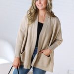 Callista Dolman Sleeve Open Cardigan - Taupe