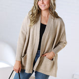 Callista Dolman Sleeve Open Cardigan - Taupe